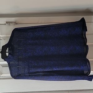 Blue and black long-sleeved blouse